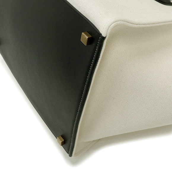 Celine Luggage Phantom Handbag Canvas Leather White Black - Picture 8 of 10